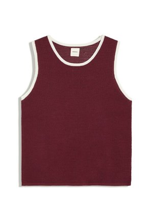 Bershka, CONTRAST MESH - VEST TOP - Top - bordeaux