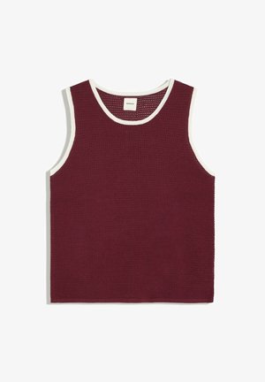 Bershka, CONTRAST MESH - VEST TOP - Top - bordeaux