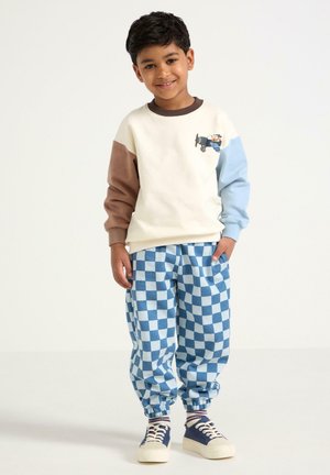 Lindex, LINDEX CHECKED JOGGERS WITH BRUSHED INSIDE LINDEX - Træningsbukser - light dusty blue