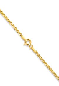 Gold chain necklace featuring oval links, a polished finish, and a lobster clasp for secure closure. The design is sleek and minimalist.