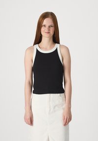 GAP MOD RIB HALTER CROP - Débardeur - black/white