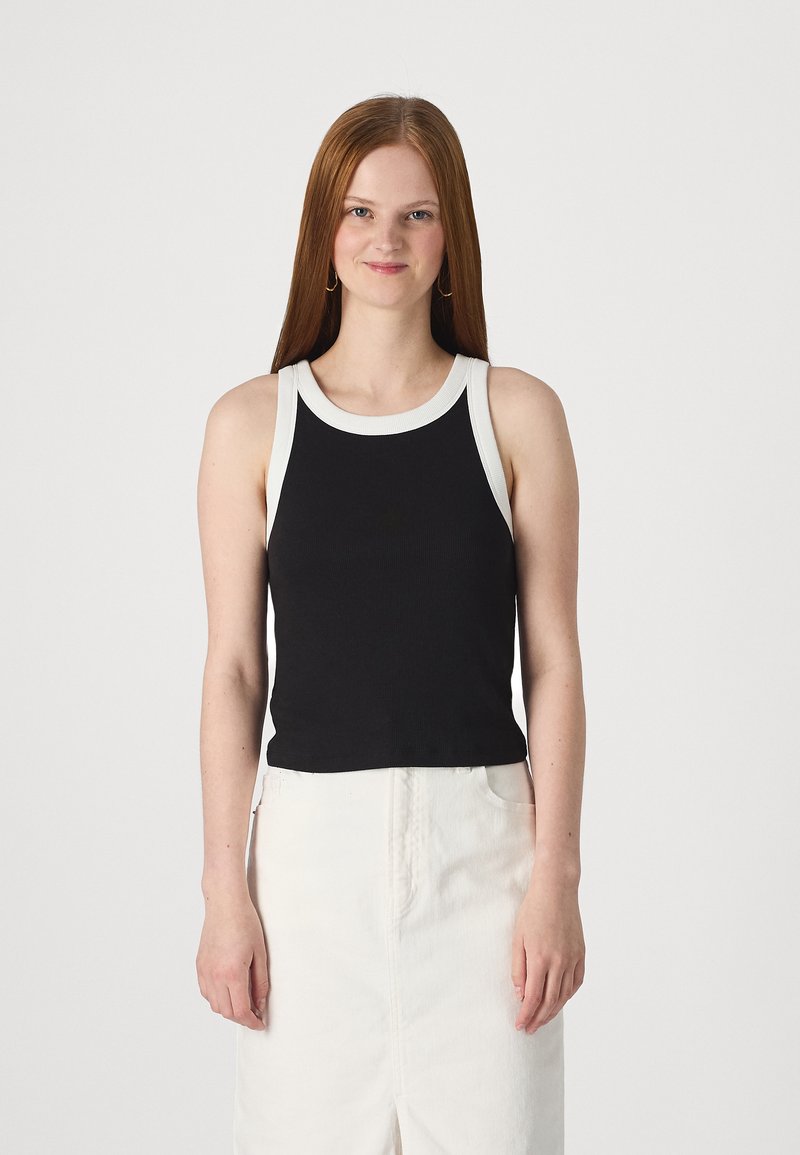 GAP MOD RIB HALTER CROP - Débardeur - black/white