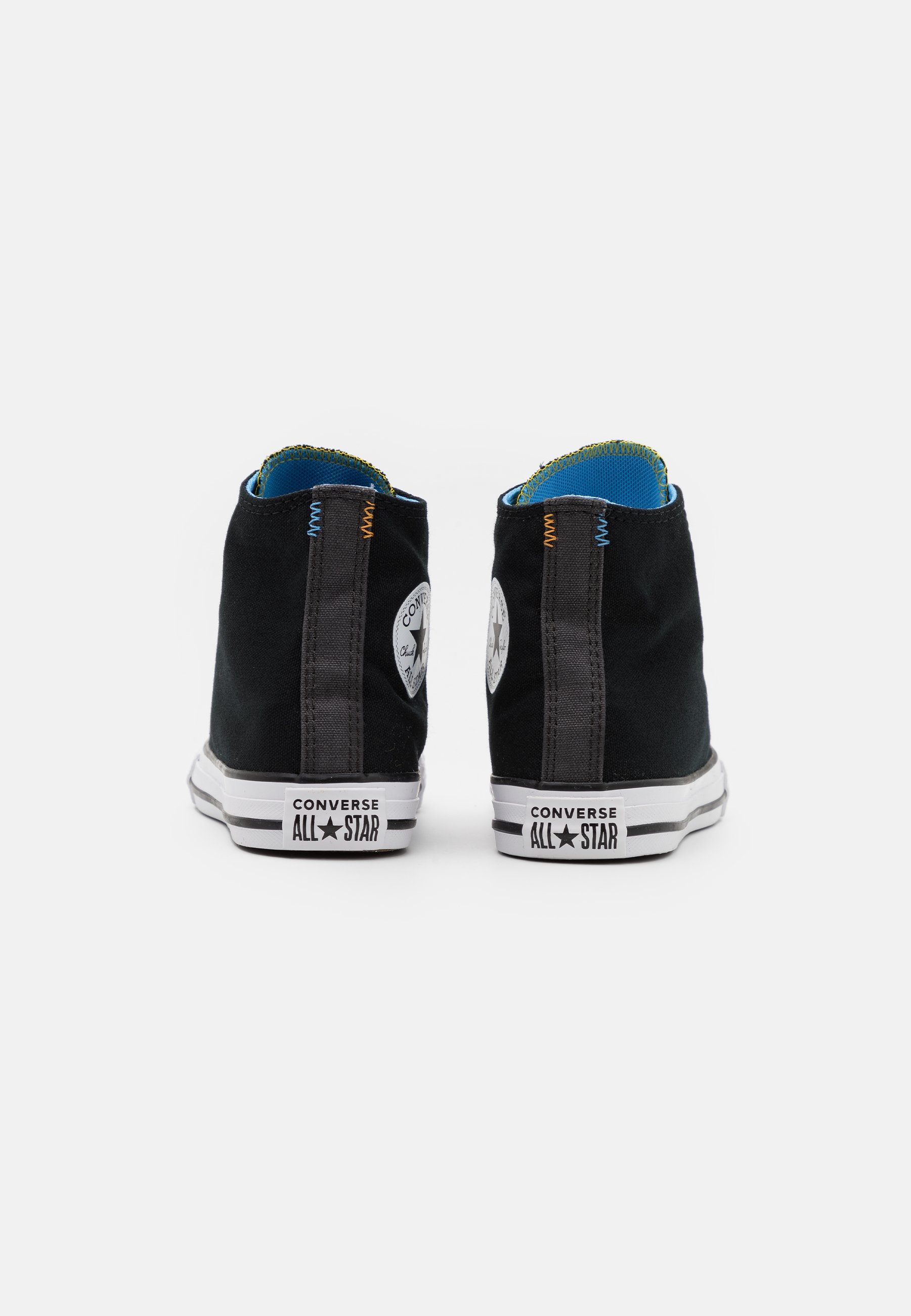 blue and black converse high tops