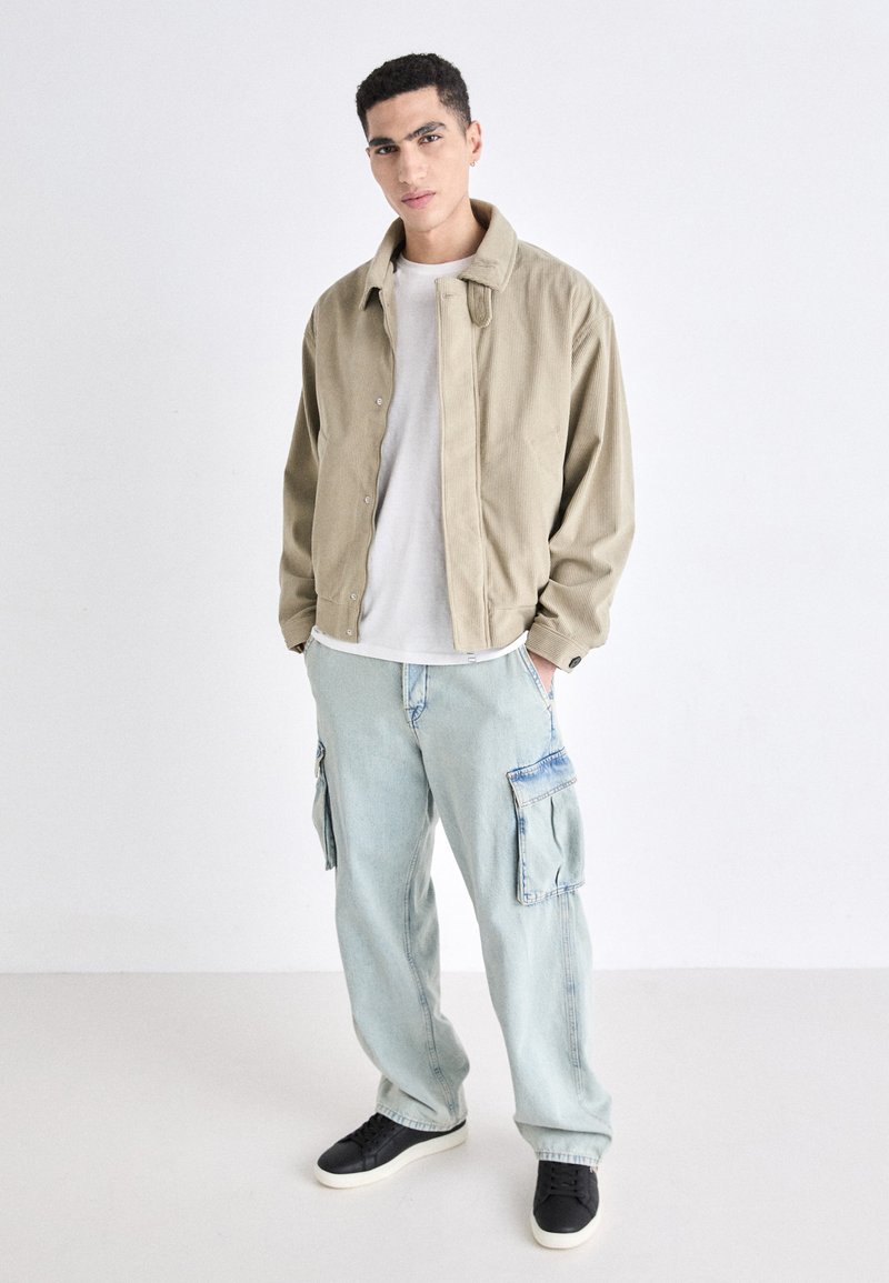 Jack & Jones harrington jacket with corduroy collar in tan