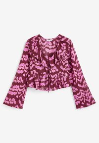 Next TIE FRONT RUFFLE LONG SLEEVE-REGULAR FIT - Bluse - pink red