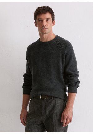 CREW NECK STRUCTURED WITH TIPPING - Strickpullover - dark grey melange