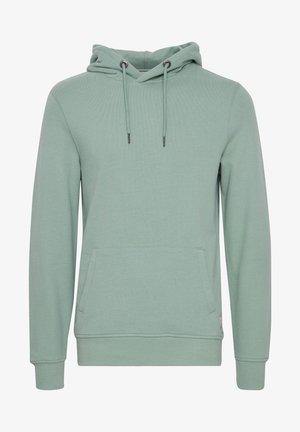 Lichtgroene hoodie van zacht materiaal, met een kangoeroezak, een verstelbare trekkoordkap en ribgebreide manchetten en onderzoom.