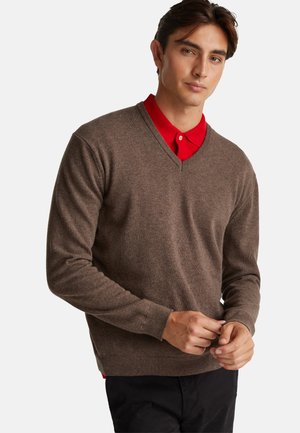 V NECK  - Maglione - brown