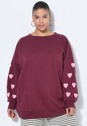 Studio Untold EXTRA ÄRMEL HEARTS - Sweatshirt - aubergine