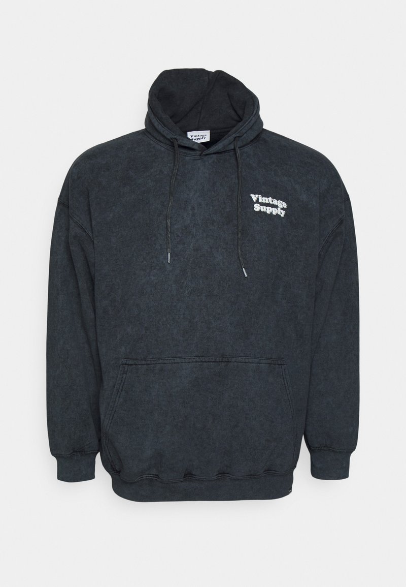 Vintage Supply PLUS SIZE OVERDYED BRANDED HOODIE - Sweat à capuche - black/noir  - ZALANDO.FR
