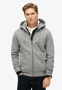 Superdry & Co ESSENTIAL LOGO HOOD TRACK  - Sudadera con cremallera - dark grey fleck marl