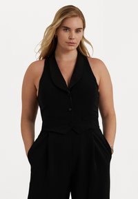 Lauren Ralph Lauren Woman SATIN-TRIM CREPE SLEEVELESS JUMPSUIT - Kombinezons - black