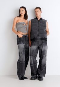 Jaded London MOTO COLOSSUS UNISEX - Bő szabású farmernadrág - washed black