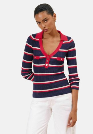 Lipsy, LONG SLEEVE POLO JUMPER - Strickpullover - navy red stripe