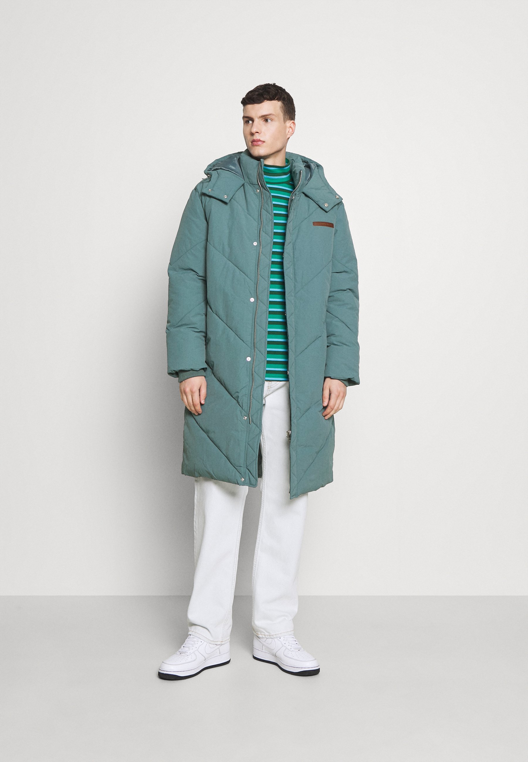 quilted mid length coat