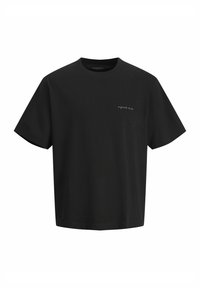 T-shirt en coton noir avec une coupe décontractée, des manches courtes et un petit logo textuel "original studio" en blanc sur le côté gauche.