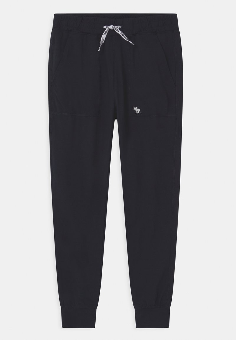 Tmavě námořnické joggingové kalhoty z měkké bavlněné směsi, s elastickým pasem a nastavitelnou šňůrkou, dvěma bočními kapsami a malým logem.