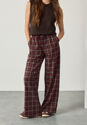 Next PULL ON WIDE LEG CHECK - Stoffhose - burgundy red