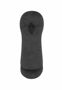 Dark gray balaclava made of textured fabric, featuring a cutout at the front. Smooth edges and fitted design for close wear.