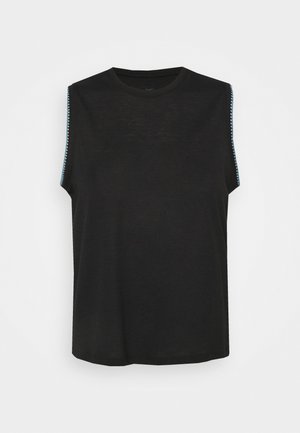 CROCHET TANK - Sports shirt - black/cerulean