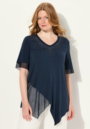 LAYERED SHORT SLEEVE RHINESTONE - Blouse - navy blue