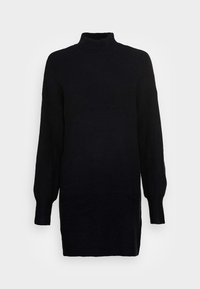 Maglione a collo alto nero lavorato a maglia con maniche lunghe, polsini a costine e taglio dritto. Texture morbida, design minimale e senza motivi visibili.