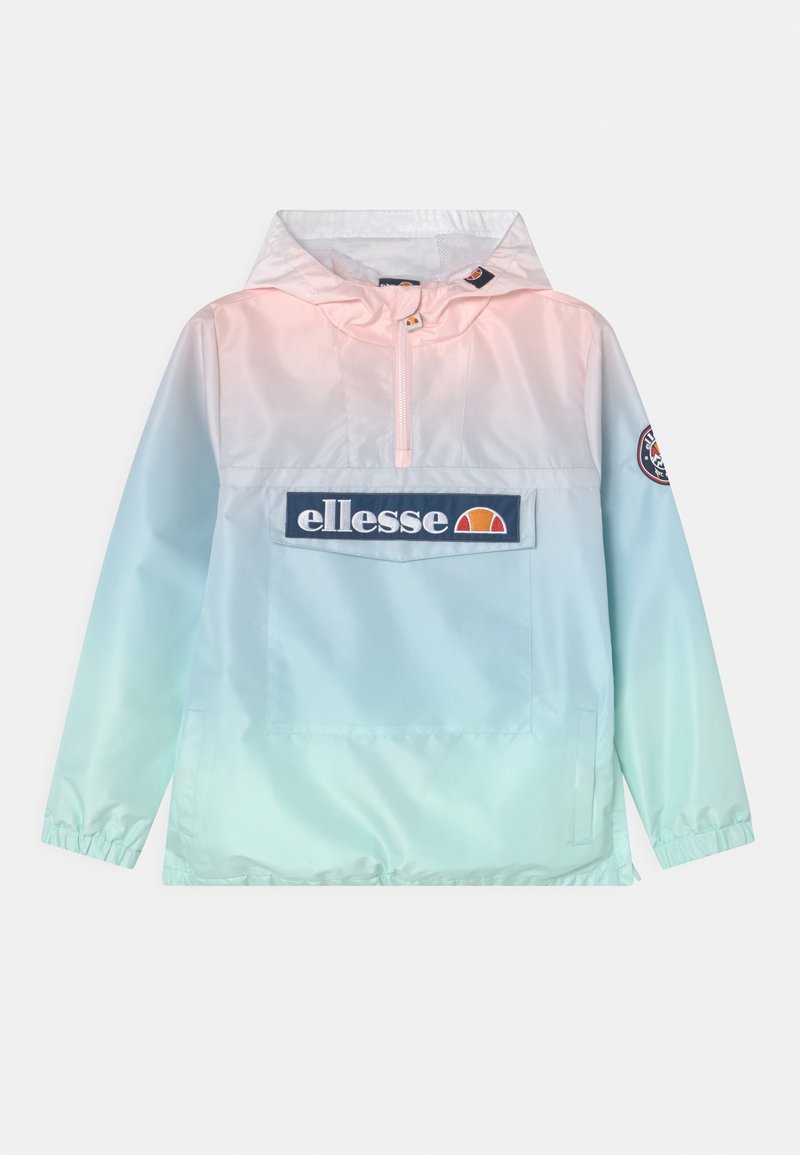 Lightweight windbreaker in gradient pastel colors, featuring a half-zip front, an elastic hem, and a front pocket with an "ellesse" logo.