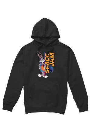 Black hoodie featuring Bugs Bunny in a basketball outfit with the text "SPACE JAM" and a basketball graphic on the front.