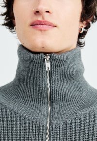 Weekday BLEND HALF ZIP TURTLENECK  - Strikkegenser - dark grey
