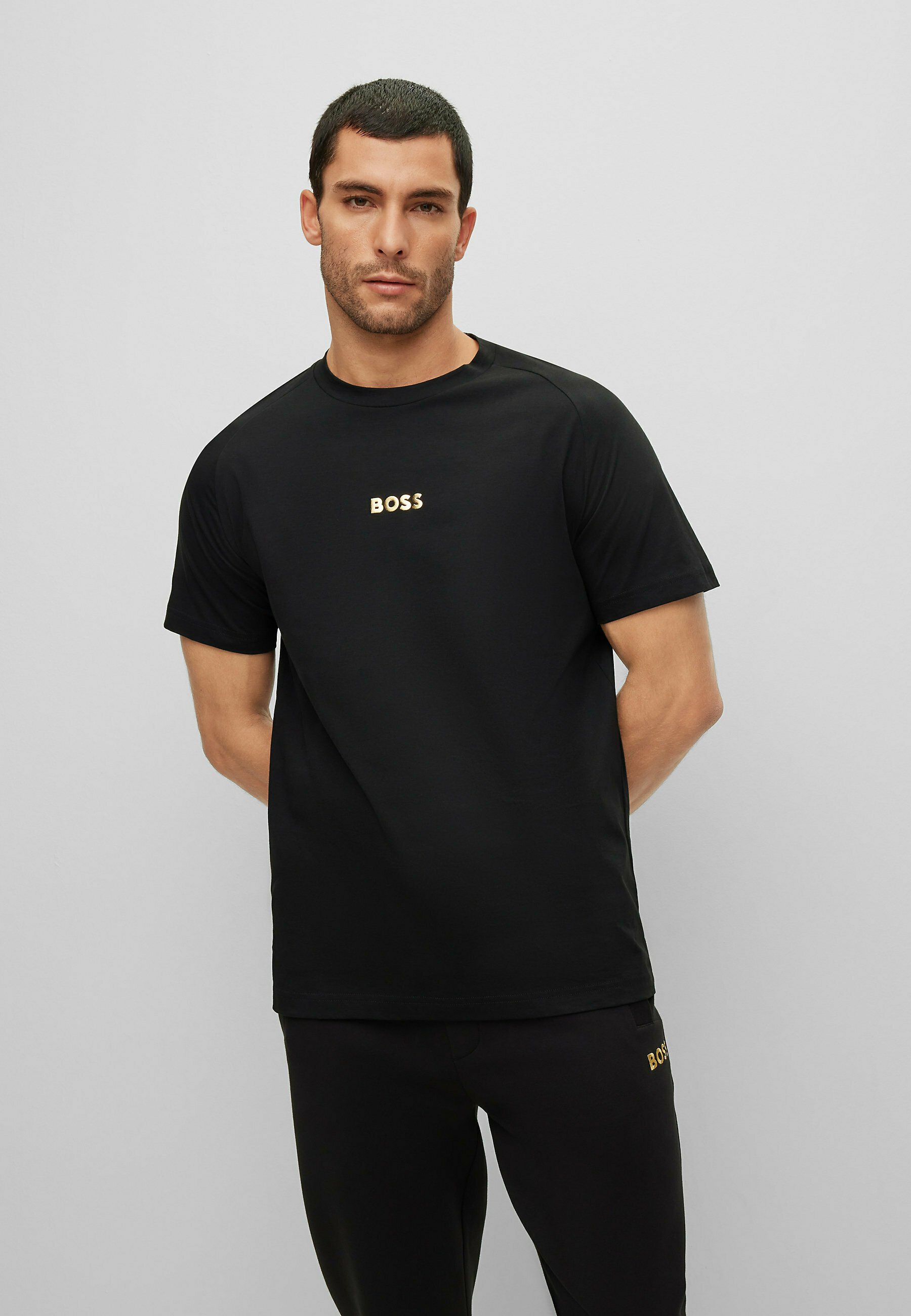 Boss T-shirt met ronde hals in zwart online kopen | P&C