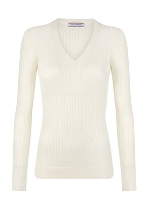 V-NECK CABLE - Strickpullover - off-white