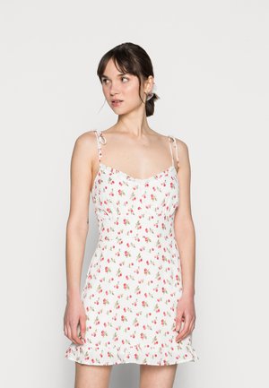 BARE TIE SHOULDER SLIM WAIST MINI - Kjole - white