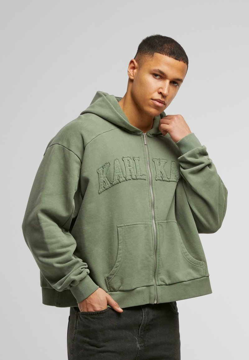Karl Kani COLLEGE HEAVY CROP Sweatjacke olive/oliv