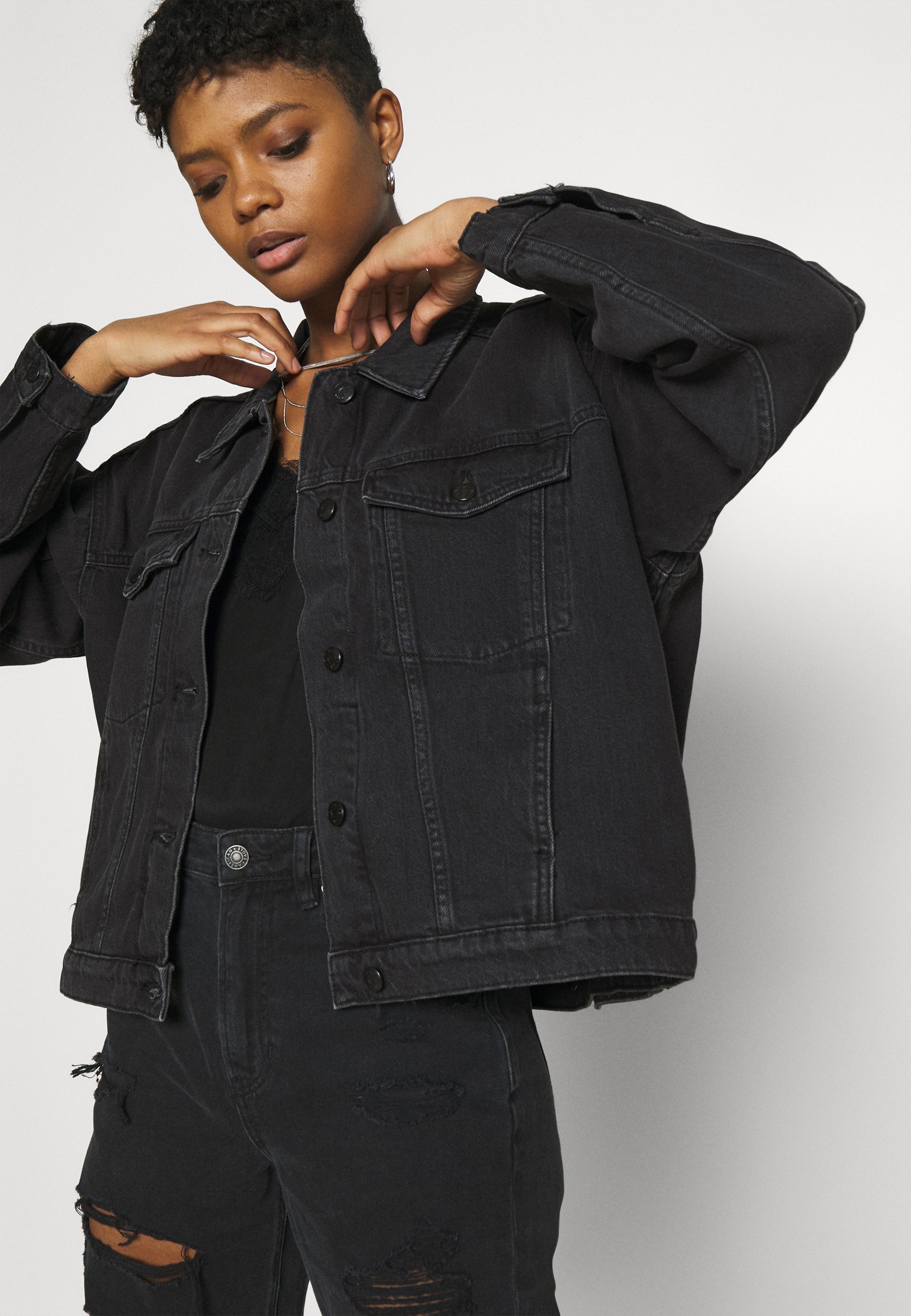 Monki Denim jacket - black dark/black 