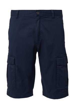 Tumesinine cargo lühikesed püksid, mis on valmistatud puuvillast. Omab kahte külgtaskut, kahte cargo-taskut, nööbiga sulgemist ja regulaarset istuvust.