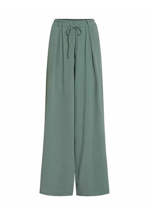 VILA, WIDE-LEG TROUSERS VISURASHIL MID-WAIST - Pantalon classique - balsam green