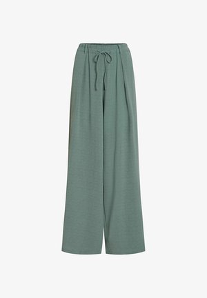 VILA, WIDE-LEG TROUSERS VISURASHIL MID-WAIST - Pantalon classique - balsam green