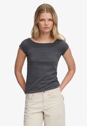 Superdry & Co SUPERDRY ATHLETIC ESSENTIALS OFF SHOULDER TOP.. - T-shirt basic - charcoal