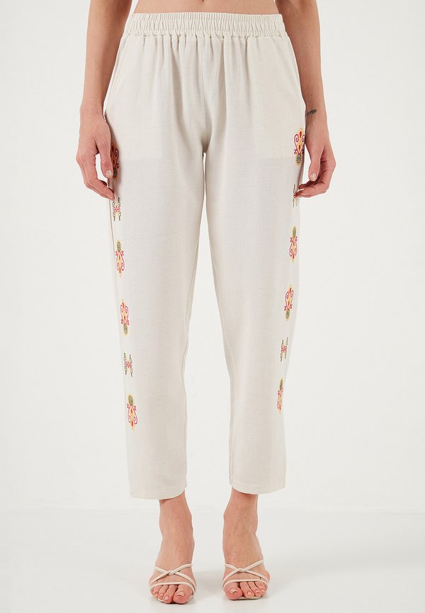 REGULAR FIT - Stoffhose - beige fuchsia