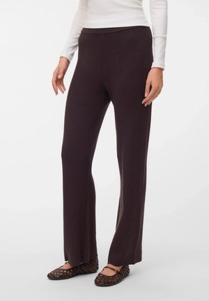 Vero Moda, VMGOLD LUX RIB NW LOOSE PANT - Bukser - cioccolato