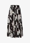 MAXI SKIRT WITH RUFFLES AND PRINT - Maxi skirt - espresso brown