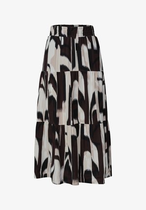 Street One, MAXI SKIRT WITH RUFFLES AND PRINT - Jupe longue - espresso brown
