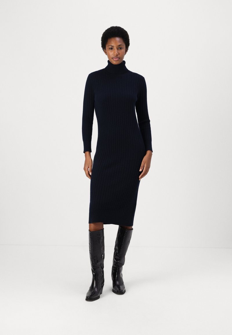 pure cashmere TURTLENECK MAXI DRESS - Sarafanas - dark navy