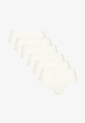 Witte katoenen hipster slips, met een gladde textuur, elastische tailleband en minimalistisch ontwerp. Verpakking bevat vijf stuks.