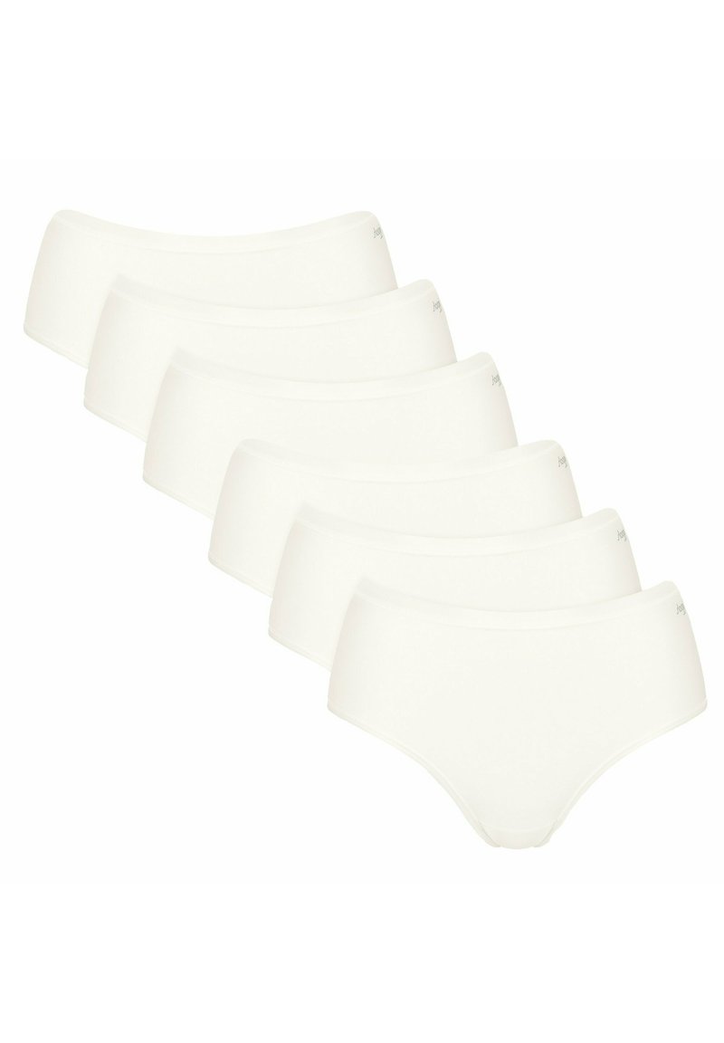 Witte katoenen hipster slips, met een gladde textuur, elastische tailleband en minimalistisch ontwerp. Verpakking bevat vijf stuks.