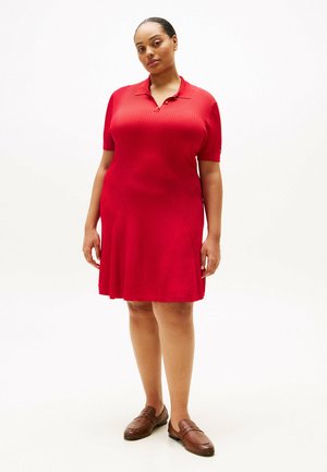 CURVE CURVE RIBBED MINI POLO  - Jurk - red