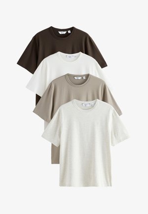 Next, REGULAR FIT - TRIDENT T-SHIRT 4 PACK . - T-shirt basic - black white stone neutral marl