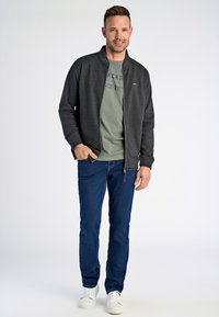 Jack's Sportswear BASEBALL COLLAR - Felpa con zip - dk grey mel