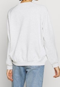Felpa grigia con una vestibilità rilassata, maniche raglan, polsini e vita a costine. Realizzata in un tessuto morbido con una texture liscia.