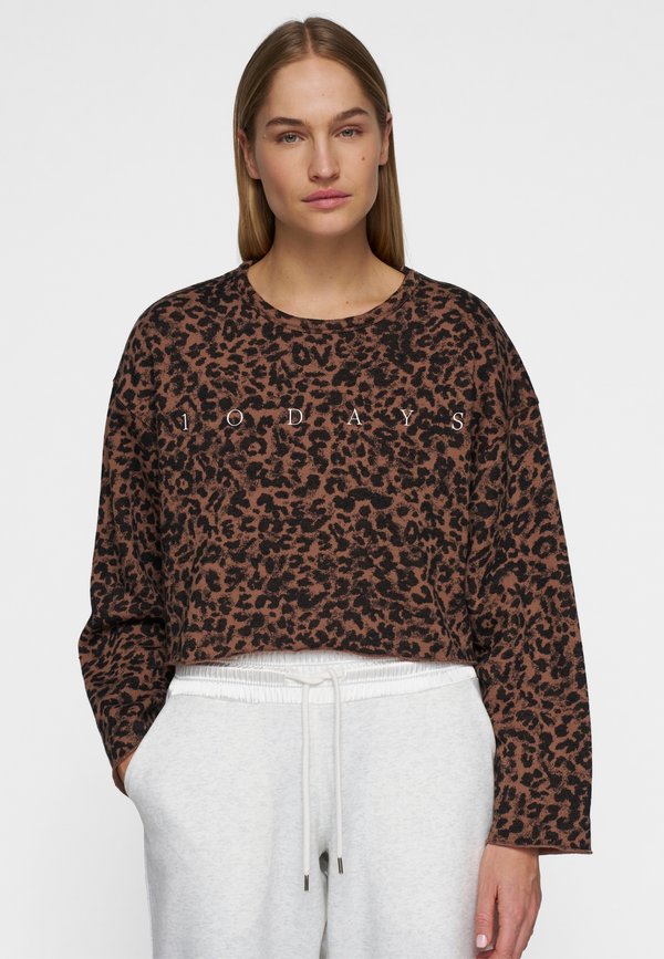 CROPPED LEOPARD - Sweatshirt - dark fudge